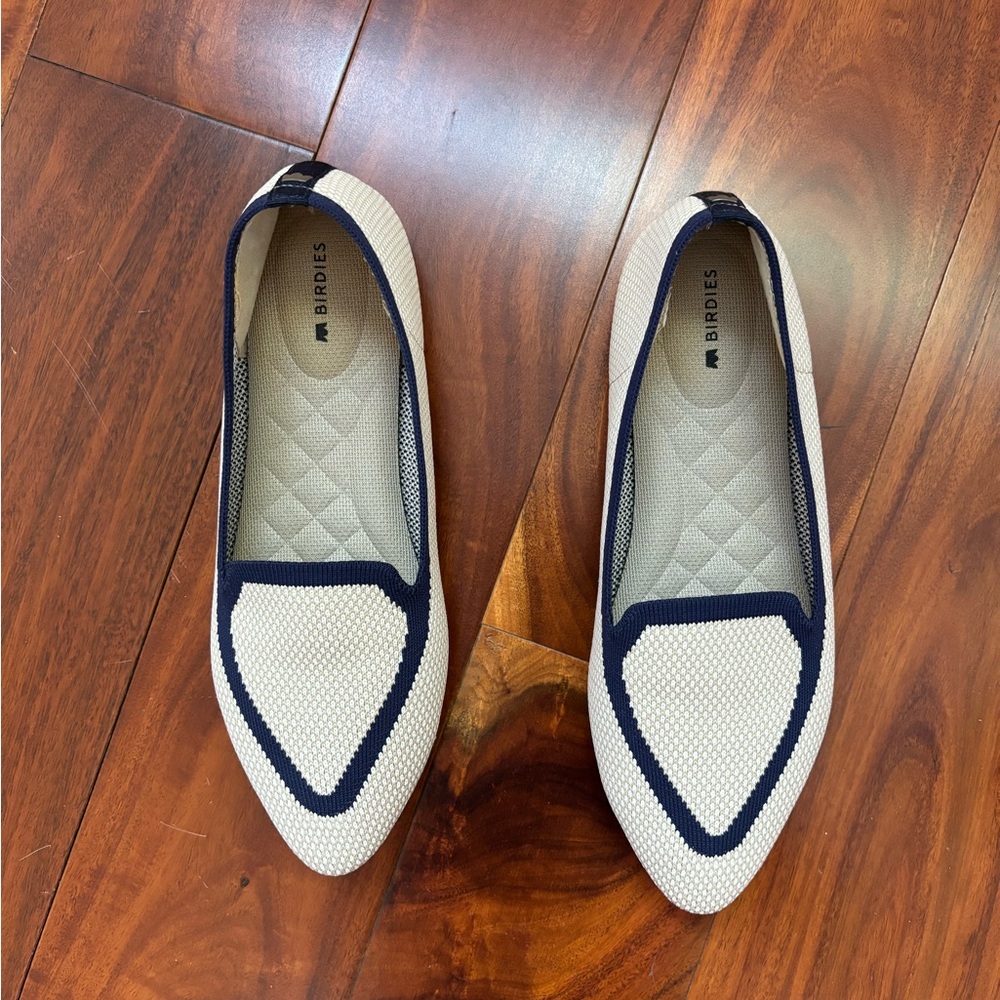 Birdies Blackbird Eggshell Cream Navy Ballet Flat Women's 7.5